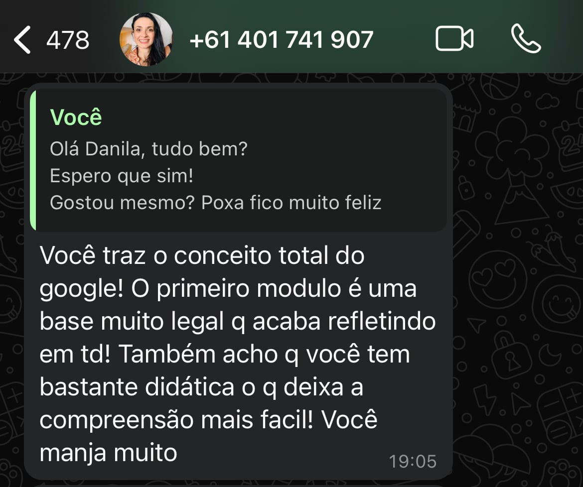 Print do depoimento de Nicolas no WhatsApp