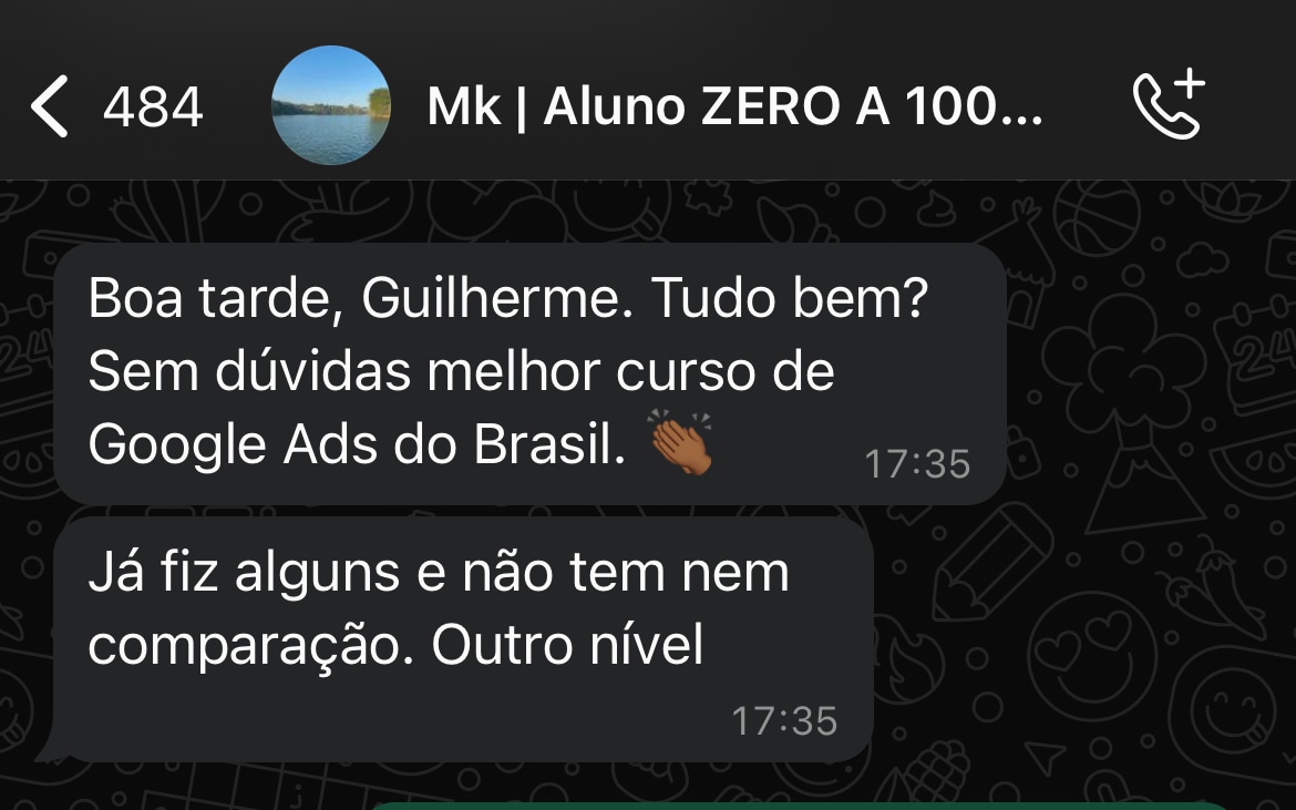 Print do depoimento de Danilo no WhatsApp